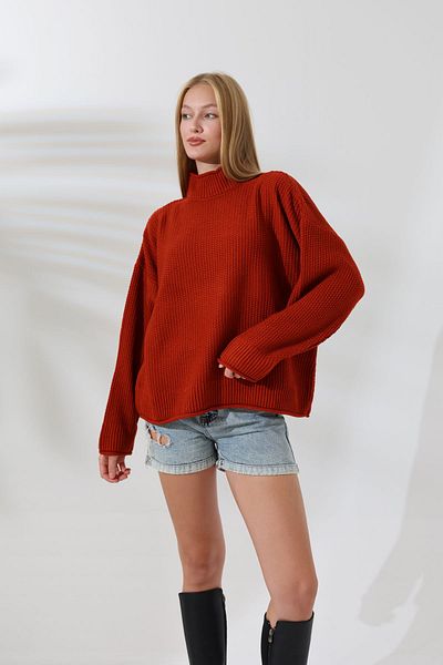 ALCHON Jumătate de gât țesut cu mânecă lungă Fusta din tricot de orez Pulover elegant de iarnă