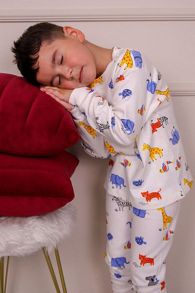 Beniizle Set de pijamale unisex cu modele de animale - 100% bumbac