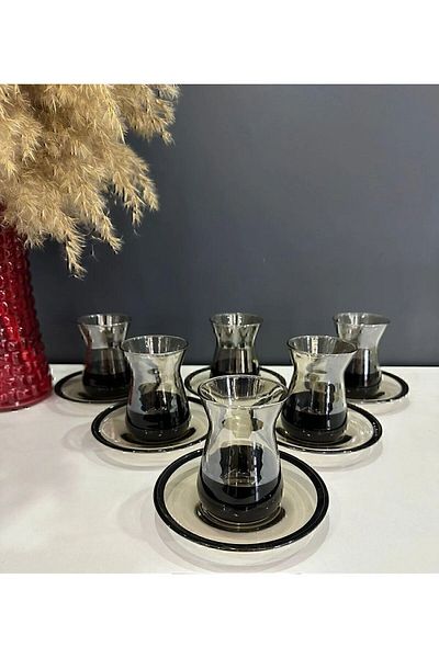 Paşabahçe 12 Piece Luxury Color Tea Cup Set