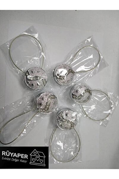 RÜYAPER 5 bucăți de catarame pentru perdele cu magnet argintiu - suport pentr...