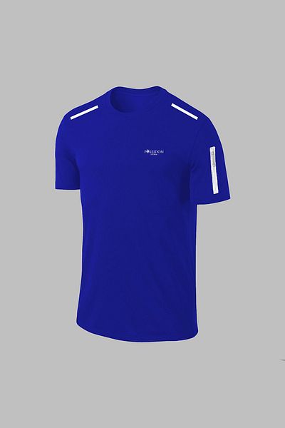 POSEIDON STORM Tricou cu mânecă scurtă cu gât rotund Dri-Fit albastru pentru bărbați - S-3XL