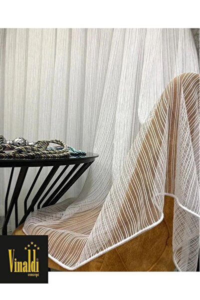 Vinaldi Rüyaper New Season Suitable for Any Room Chain Striped Heavyweight Tulle Curtain Ironing Not Asked Frequently Pleated
