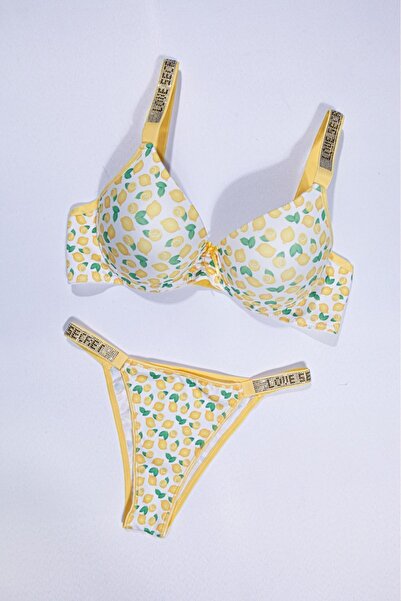 Tılsım Lingerie Női nyomtatott mikroszövet köves pántos melltartó szett