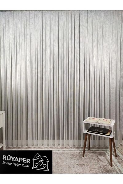 RÜYAPER New Season Rüyaper - Steel Colored, Knitted Gramaged Tulle Curtain, Don't Want Ironing, Tight Pleated