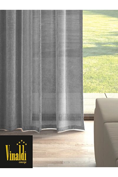 Vinaldi Rüyaper New Season Gray Natural Linen Tulle Curtain Suitable for Every Room Does Not Want Ironing Frequent Pleated