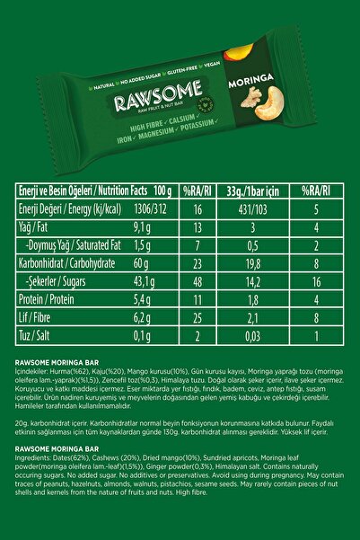 Rawsome Vitaminli Bar Paketi Glutensiz Ve Vegan 12 Bar