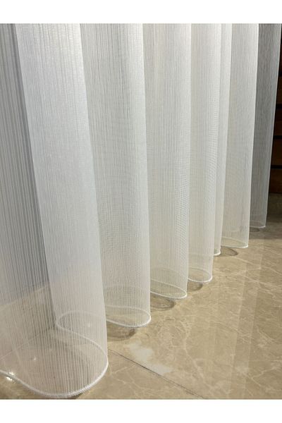 artdoppio Thin Striped Elegant Tulle Curtain 1/3 Tight Pleat