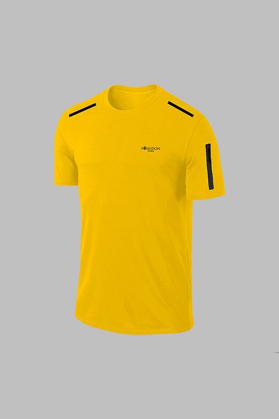 POSEIDON STORM Жълта мъжка тениска Dri-fit - удобна за ходене и бягане, размер S-3xl