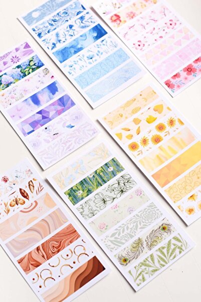 sticker Desenli Washi Sticker Seti / Scrapbook,  Planner, Ajanda, Journal