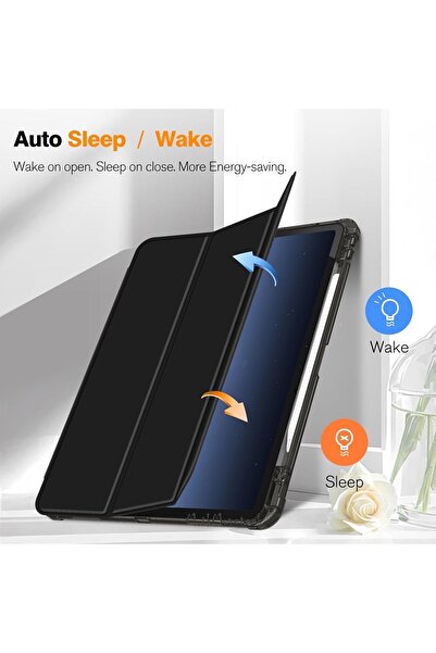 m.tk moveteck İpad Air 13 2024 Uyumlu Kılıf Akıllı Smart Uyku Modlu Kalem Bölmeli Renkli Standlı + Cam + Kalem Set