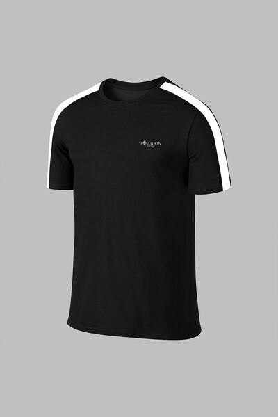 POSEIDON STORM Ανδρικό μαύρο μπλουζάκι Dri-Fit Oversize - Άνετο για πεζοπορία και τζόκινγκ χωρίς πίεση (4XL- 10XL)