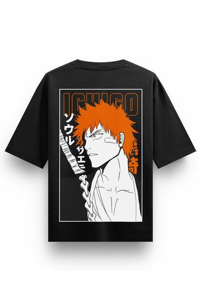 Freeyez Bleach Ichigo V2 - Tricou unisex din bumbac supradimensionat cu impri...