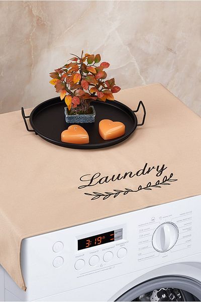 HOMELKA Washing Machine Cover Liquid Proof Fabric Brown Color Plain Model