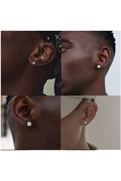 Set 925 Ayar Gümüş Damgalı (2 ÇİFT) Zirkon Taşlı Yuvarlak Küpe( 6 mm - 7 mm)