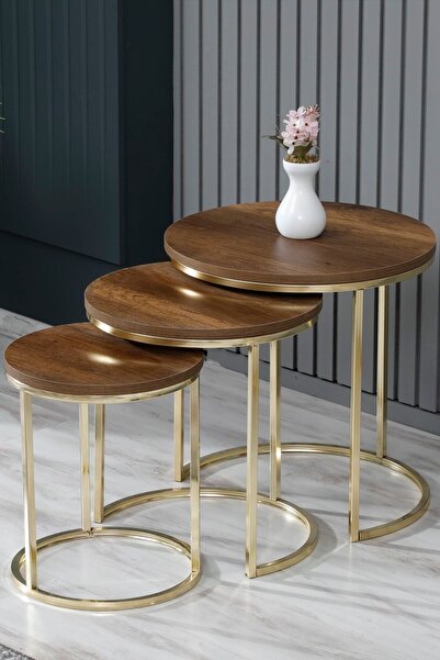 FAYMEND 3lü Lüx C Zigon Sehpa Gold Barok