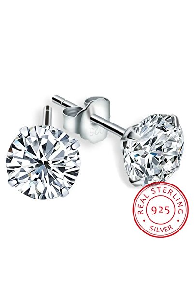 Set 925 Ayar Gümüş Damgalı (3 ÇİFT) Zirkon Taşlı Yuvarlak Küpe( 4 mm-5 mm-7 mm)