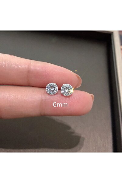 Set 925 Ayar Gümüş Damgalı (4 ÇİFT) Zirkon Taşlı Yuvarlak Küpe(4 mm-5 mm-6 mm-7 mm)