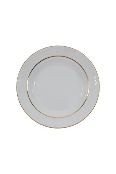 Güral Porselen Sedef 19cm Çukur Yemek Tabağı Çukur Tabak 6 Adet Altın Fileli