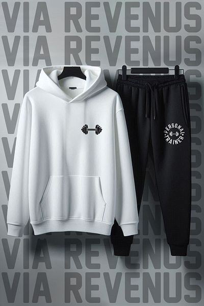 Vordevia Unisex Personal Trainer Σετ μαλακής φόρμας με κουκούλα - Φαρδιά εφαρμογή