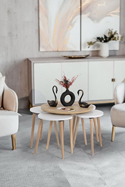 FLORADESİGN Orta Sehpa / Sehpa Seti / Sehpa Takımı / 5 Parça / Flora Pissa (M...