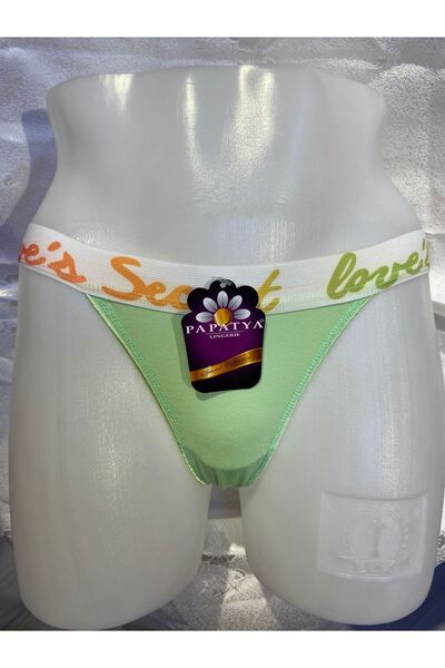 Papatya Kadın Yeşil Renk Bel Baskılı Pamuklu Tanga