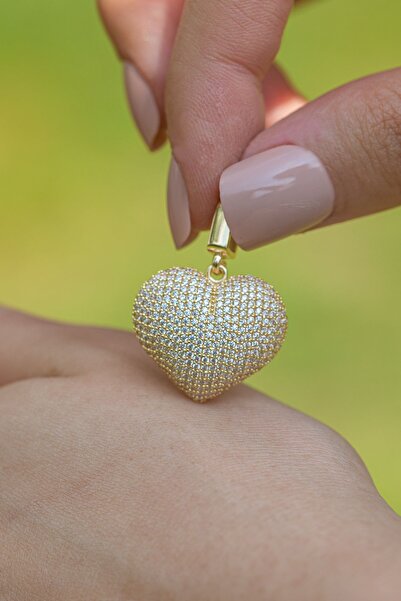 Çgk Çiğdem Gürel Kuyumculuk Taşlı Kalp Altın Kolye Ucu