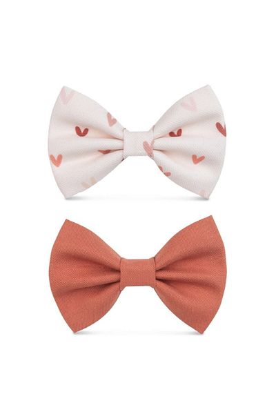 Lusi Doog Pink and Red Dog Bow Tie with Heart Set of 2 - Bow Tie Only Collar Not Included
