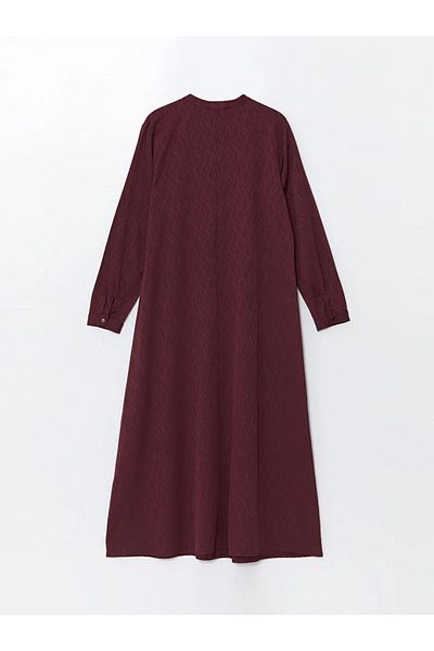 LC Waikiki Lcw Grace - Plum Patterned Crew Neck Women's Dress