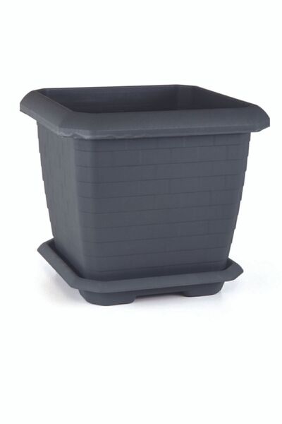SERİNOVA 44 Litre Hisar Kare Saksı Antrasit Renk Hisar Saksı