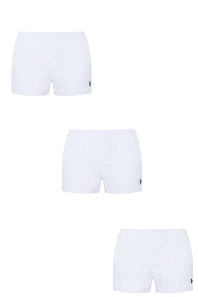 U.S. Polo Assn. Ανδρικό 100% βαμβακερό σορτς μπόξερ 3 τεμαχίων λευκό φαρδύ πόδι