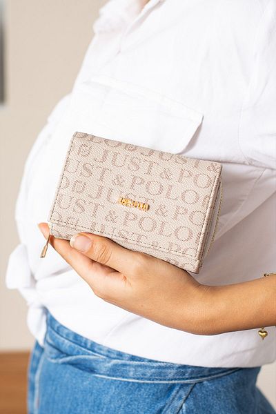 Just Polo Women's Wallet with Folding Magnetic Text Printed