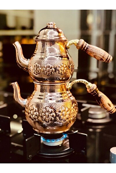 ELİT DÜNYAM إبريق شاي نحاسي مطرز يدوياً موديل ديزي حجم صغير