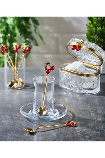 atabey home 6-Piece CHERRY CHERRY DETAIL TEA SPOON SET DECORATIVE SPOON