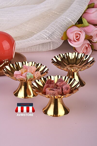 AVMSTORE 6 ADET GOLD MİDYE AYAKLI SUNUMLUK LOKUMLUK KAHVE YANI