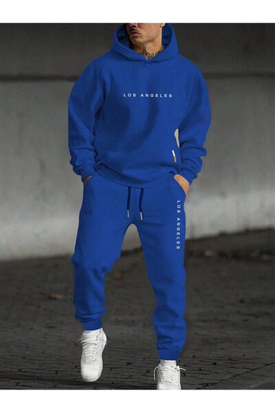 coolart Λος Άντζελες Λεπτομερές Σετ Φόρμας Sax Blue - Φούτερ με κουκούλα και ...