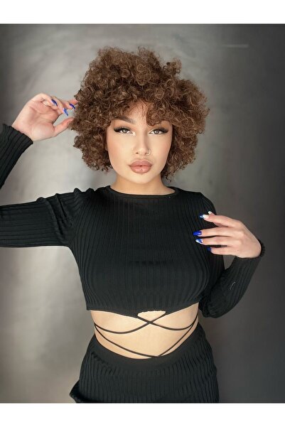 Suzan Peruk Kahve Karamel Afro fiber peruk