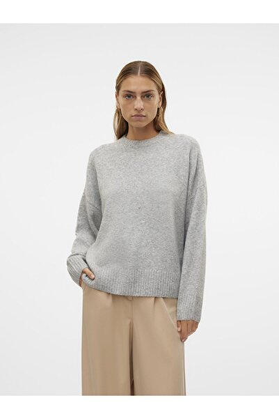 Vero Moda Strickpullover Locker geschnitten Rundhals Gerippte Ärmelbündchen T...