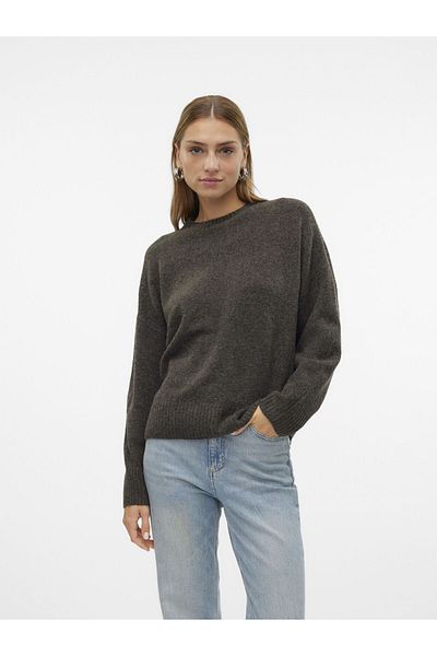 Vero Moda Strickpullover Locker geschnitten Rundhals Gerippte Ärmelbündchen Tief angesetzte Schulter Pullover