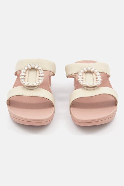 Fitflop Women Lulu Crystal-Circuit Leather H-Bar Sandals, Pink/Beige