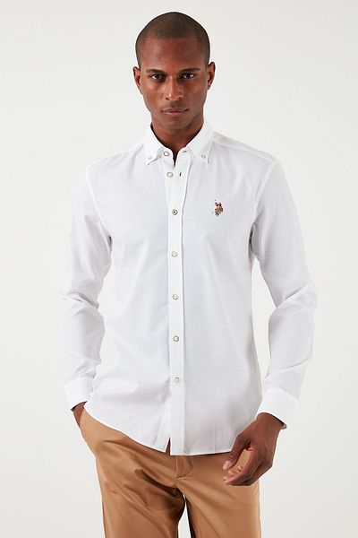 U.S. Polo Assn. U.S. Polo Button Collar 100% Cotton Slim Fit Shirt Men's SHIRT G081SZ0041829841
