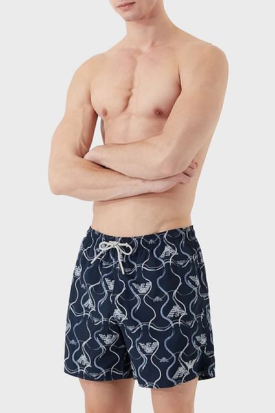 Emporio Armani Σορτς μαγιό με στάμπα με κορδόνι στη μέση Κοντό ανδρικό μαγιό 211740   3r444 18736
