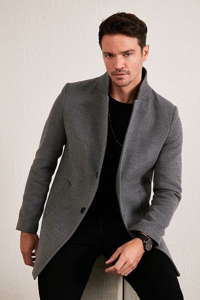 Buratti Slim Fit Single Slit Stand Stretch Coat γιακά Ανδρικό παλτό 5840110