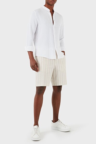 BOSS Çizgili Keten Karışımlı Regular Fit Short Erkek SHORT 50514656 255