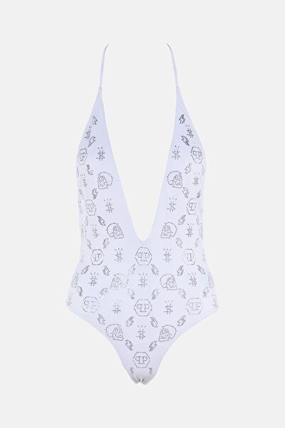 PHILIPP PLEIN Taş İşlemeli Desenli Logolu Boyundan Bağlamalı Mayo MAYO CDPPI0901