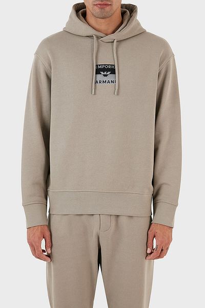 Emporio Armani Logo Embroidered Hooded 100% Cotton Regular Fit Sweat Men's SWEAT 6R1MCN 1JWPZ 0643
