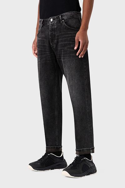 Emporio Armani J69 جينز رجالي من القطن المطاطي بخصر منخفض وفضفاض مناسب للساق 6R1J69 1DQVZ