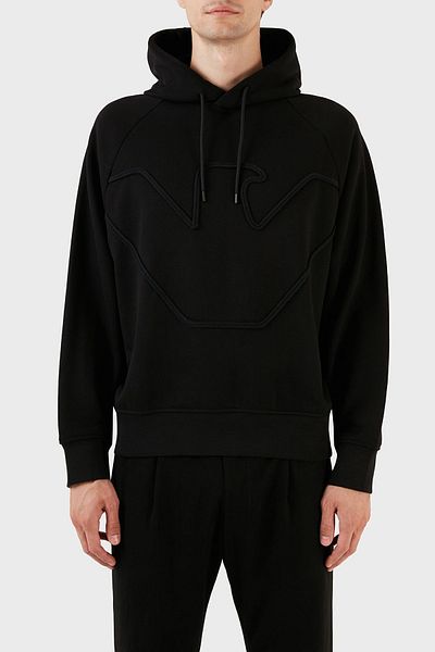 Emporio Armani Men's Brand Logo Long Sleeve Casual Black Sweatshirt 6R1ME4 1JWPZ-00B4