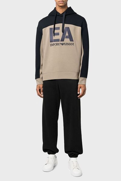 Emporio Armani Logo Regular Fit Hooded Cotton Sweat Men's Sweat 6l1mb1 1jhsz 0137