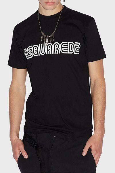 DSquared2 Printed Cotton Regular Fit Crew Neck T Shirt Men's T Shirt S71gd1186 S23009 900
