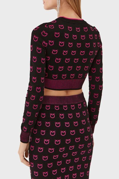 PİNKO Μοτίβο λογότυπου Pinko με στάμπα με μακρυμάνικο κανονική εφαρμογή Crop Sweat SWEAT 101561   A112 ZW1